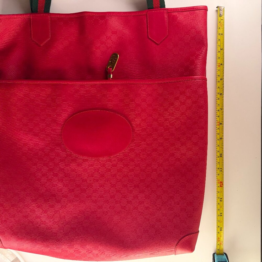 Vintage Cherry Red Gucci Tote Bag "Gucci Signature Guccisima"  80's - Picture 3 of 9